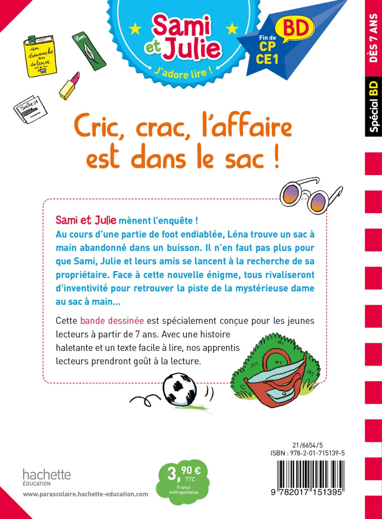 CRIC, CRAC, L'AFFAIRE EST DANS LE SAC ! BD FIN CP CE1 - BONTE/LEBRUN/AUDRAIN - HACHETTE EDUC