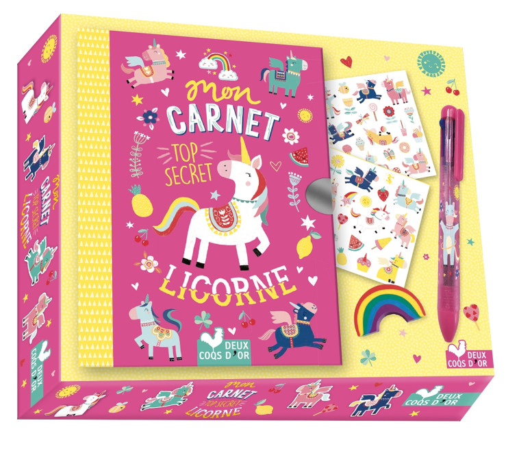 COFFRET MON CARNET TOP SECRET LICORNE AVEC ACCESSOIRES - ANGLICAS LOUISE - DEUX COQS D OR