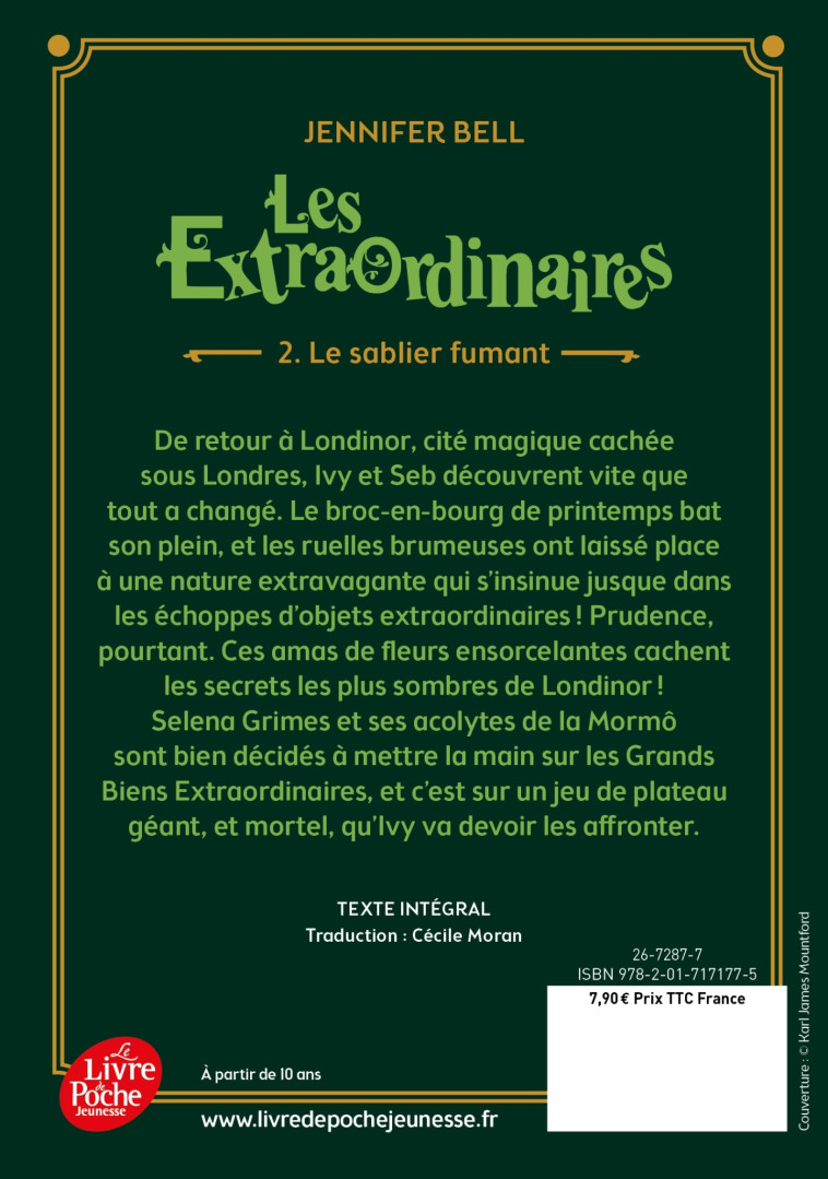 LES EXTRAORDINAIRES T02 LE SABLIER FUMANT - BELL JENNIFER - POCHE JEUNESSE