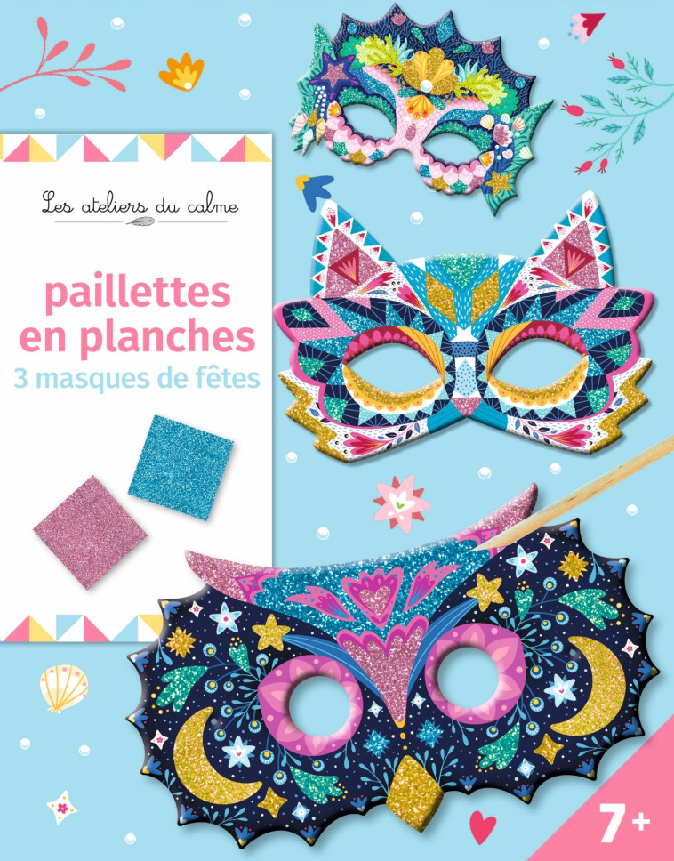 PAILLETTES EN PLANCHES - 3 MASQUES DE FETES - FABRE LEA - DEUX COQS D OR