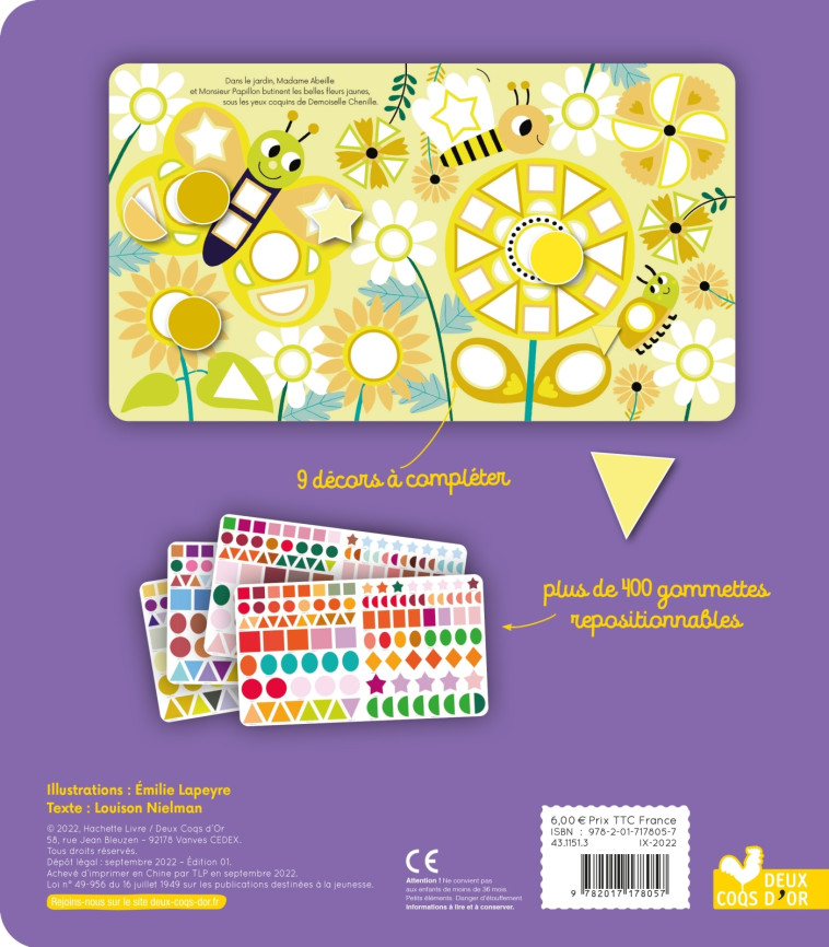 GOMMETTES - COULEURS 3 ANS+ - LAPEYRE EMILIE - DEUX COQS D OR