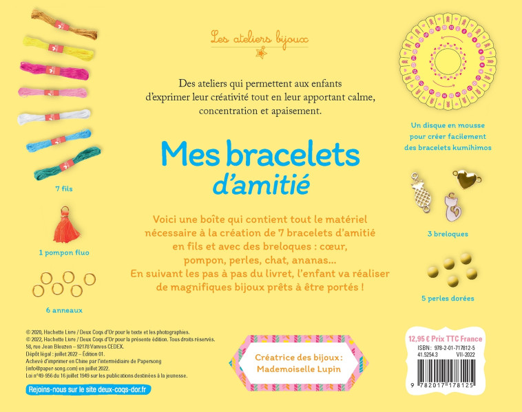 MES BRACELETS D'AMITIE - COFFRET AVEC ACCESSOIRES - DELAHAYE FANNY - DEUX COQS D OR