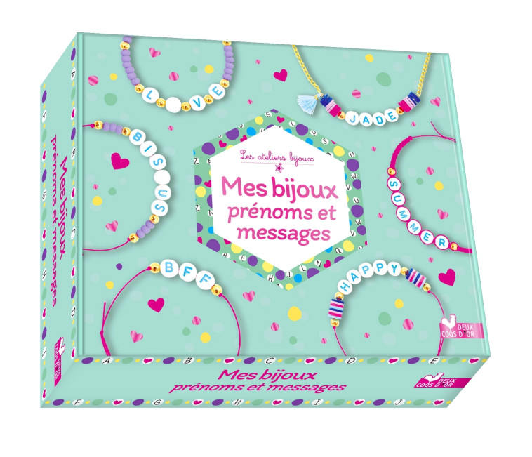 MES BIJOUX PRENOMS ET MESSAGES COFFRET AVEC ACCESSOIRES - LA FABRICOTERIE - DEUX COQS D OR