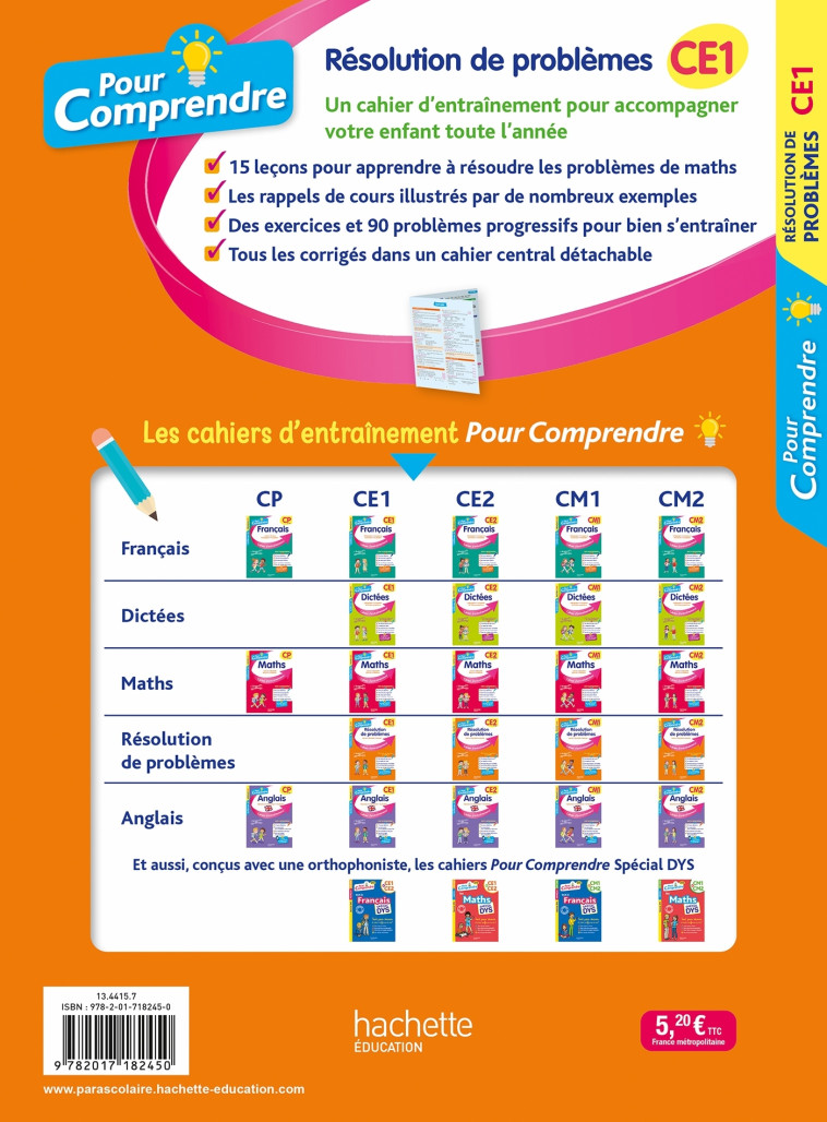 POUR COMPRENDRE RESOLUTION DE PROBLEMES CE1 - BERLION/VERCHERE - HACHETTE EDUC