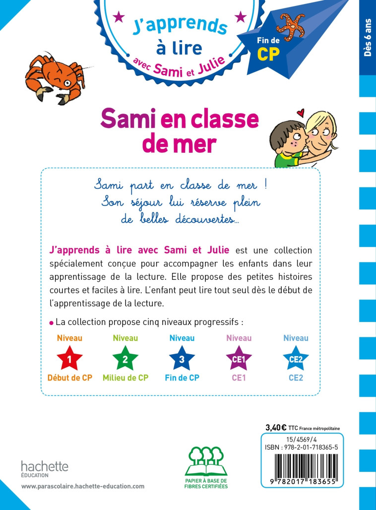 SAMI ET JULIE EN CLASSE DE MER CP NIVEAU 3 - BONTE/FALLOT - HACHETTE EDUC