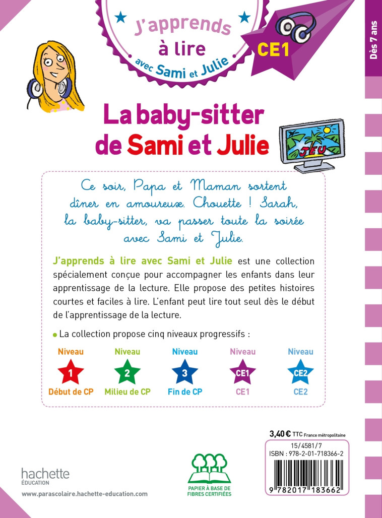 LA BABY-SITTER DE SAMI ET JULIE CE1 - LESBRE/BONTE - HACHETTE EDUC