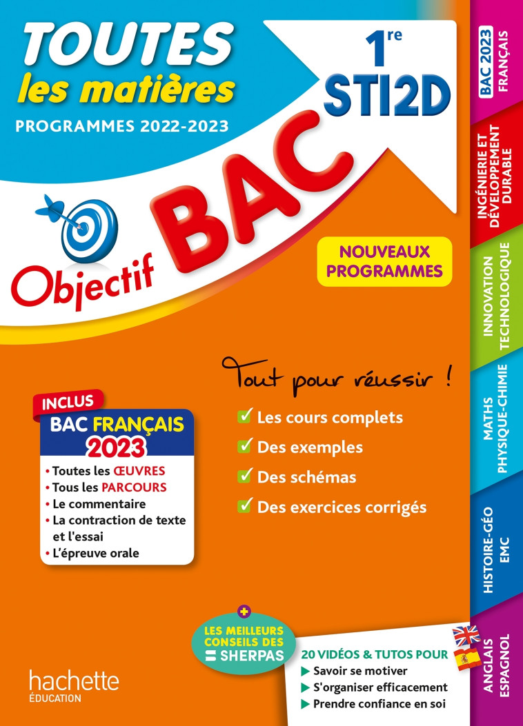 OBJECTIF BAC 2023 1RE STI2D TOUTES LES MATIERES - DUFFAU/YAHI/BLANC - HACHETTE EDUC