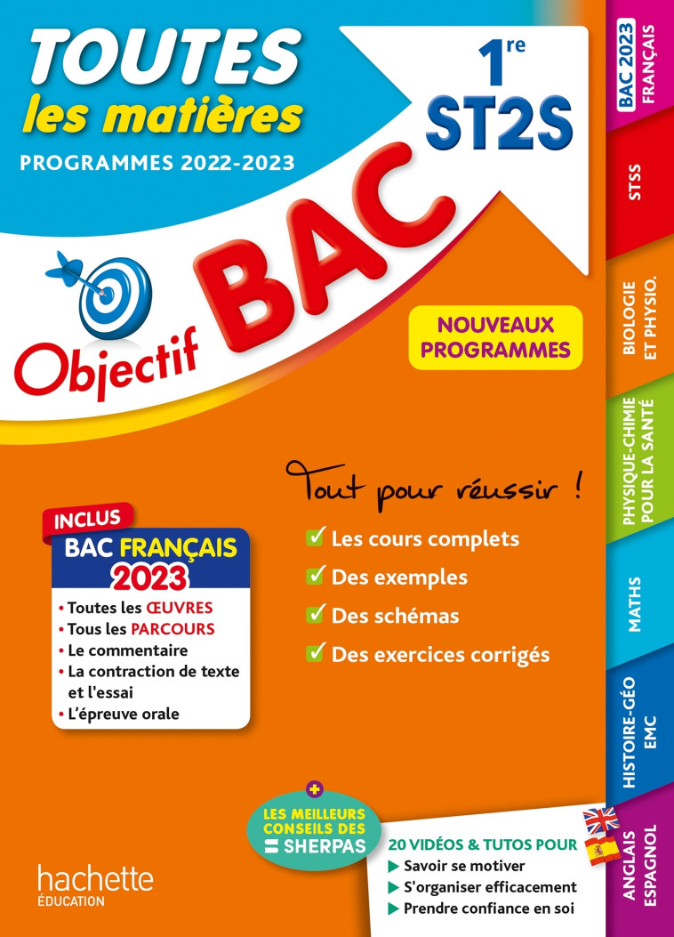 OBJECTIF BAC 2023 1RE ST2S TOUTES LES MATIERES - DUFFAU/PROST/GARNIER - HACHETTE EDUC