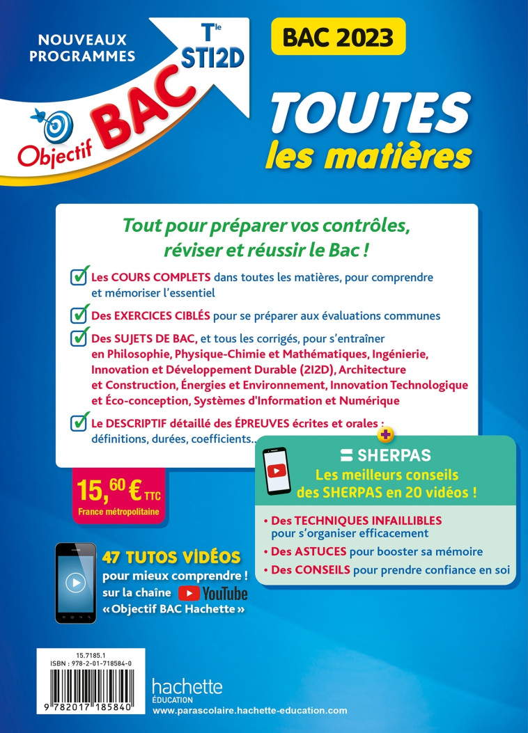 TOUTES LES MATIERES BAC 2023 TERM STI2D - BENGUELLA/BLANC/YAHI - HACHETTE EDUC