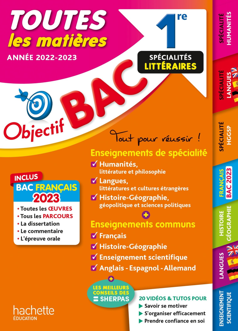 OBJECTIF BAC 2023 1RE SPECIALITES LITTERAIRES TOUTES LES MATIERES - TEPER/DESSAINT/LISLE - HACHETTE EDUC