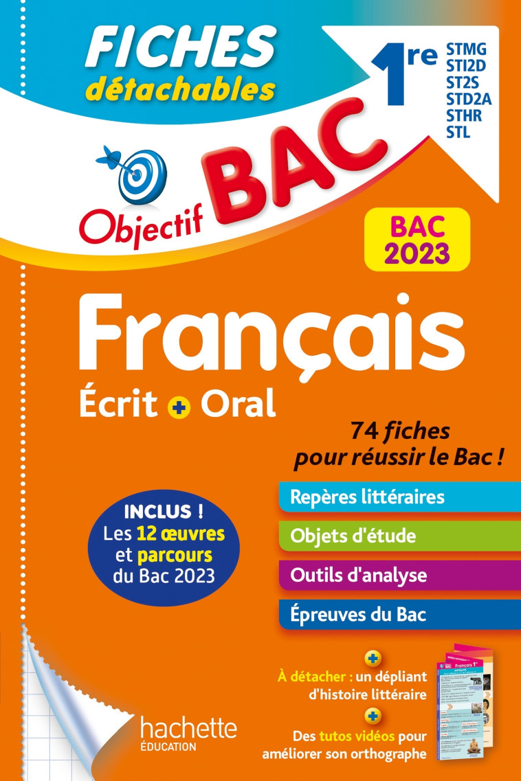 FRANCAIS FICHES DETACHABLES 1ER TECHNO BAC 2023 - PINCON/SOURISSE - HACHETTE EDUC