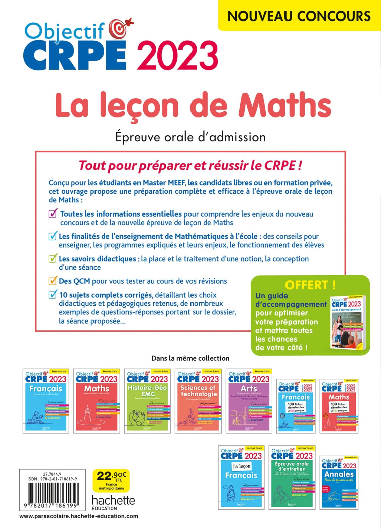 CRPE 2023 LA LECON MATHS EPREUVE ORALE D'ADMISSION - KERMORVANT/SERVAT - HACHETTE EDUC