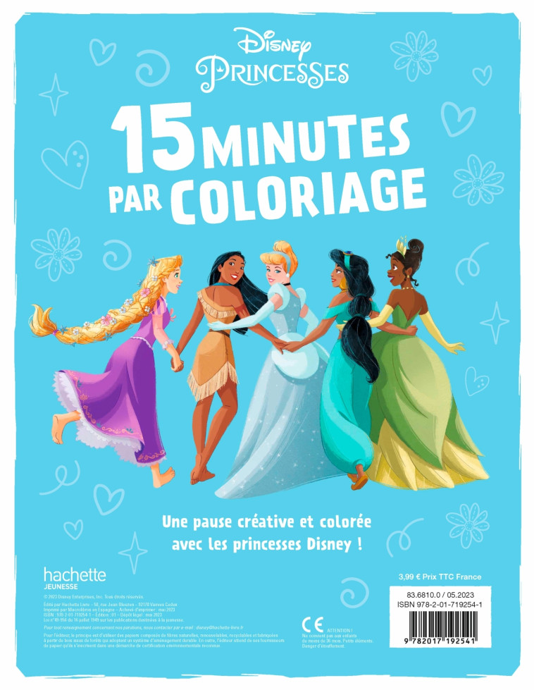 15 MINUTES PAR COLORIAGES - DISNEY PRINCESSES - COLLECTIF - DISNEY HACHETTE