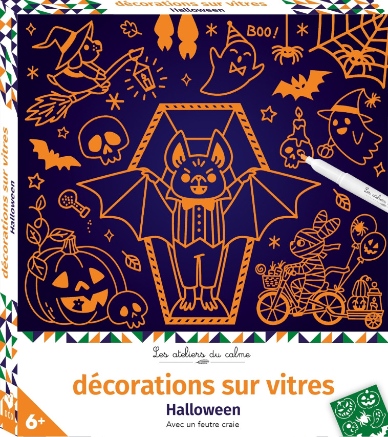 DECORATIONS SUR VITRES HALLOWEEN BOITE AVEC ACCESSOIRES - FABRE LEA - DEUX COQS D OR