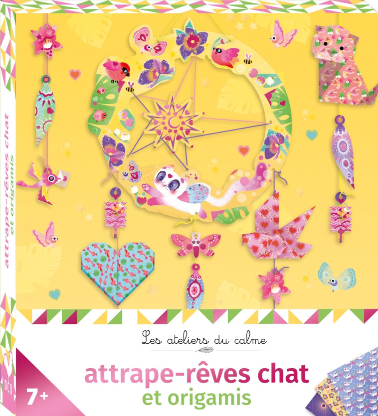 ATTRAPE-REVES CHAT ET ORIGAMIS MINI-BOITE AVEC ACCESSOIRES - BOISSON MARIE-ROSE - DEUX COQS D OR