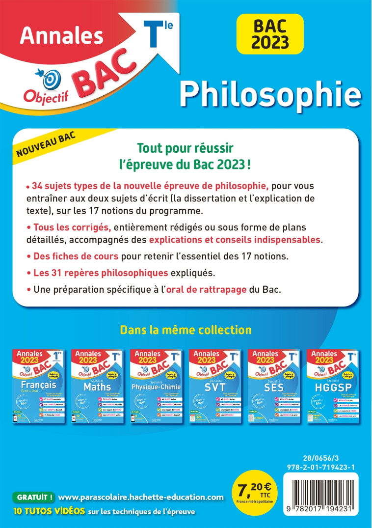 PHILOSOPHIE TLE ANNALES 2023 - DURAND/NIEUVIARTS - HACHETTE EDUC