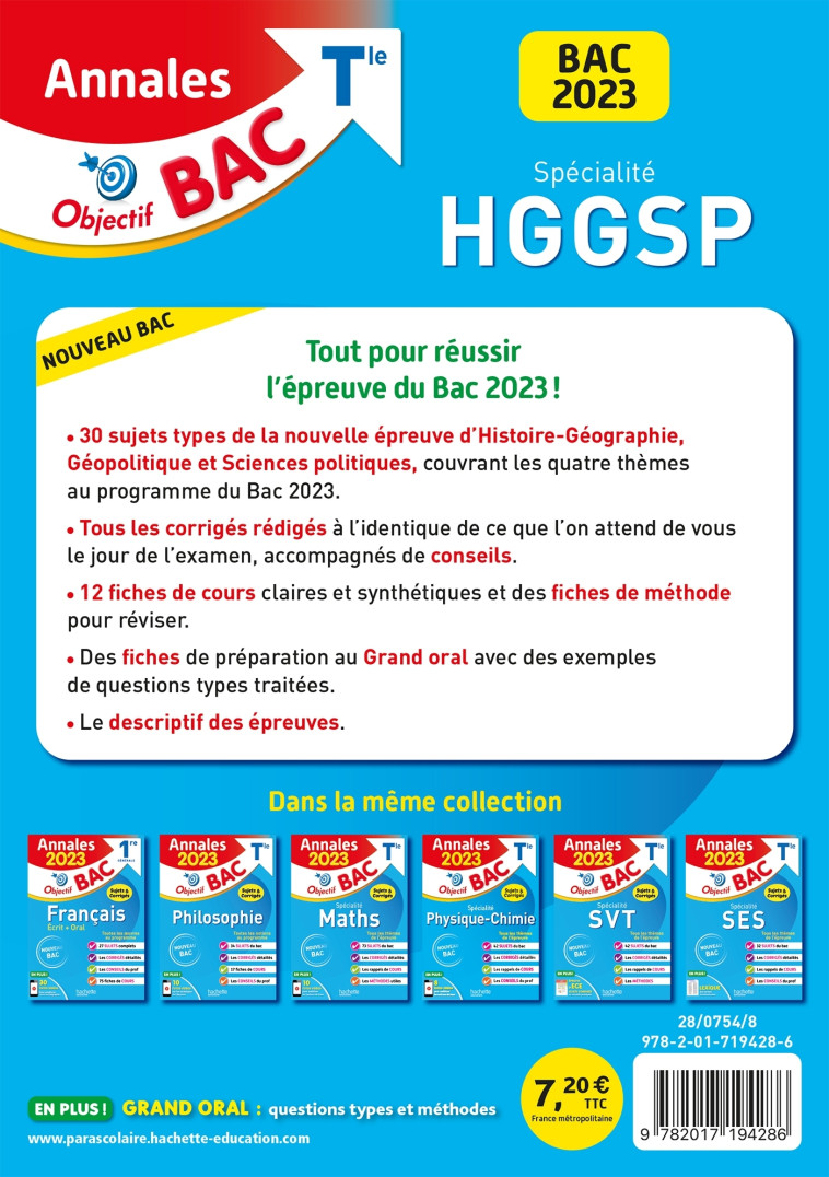 SPECIALITE HGGSP TLE ANNALES 2023 - LEONARD ARNAUD - HACHETTE EDUC