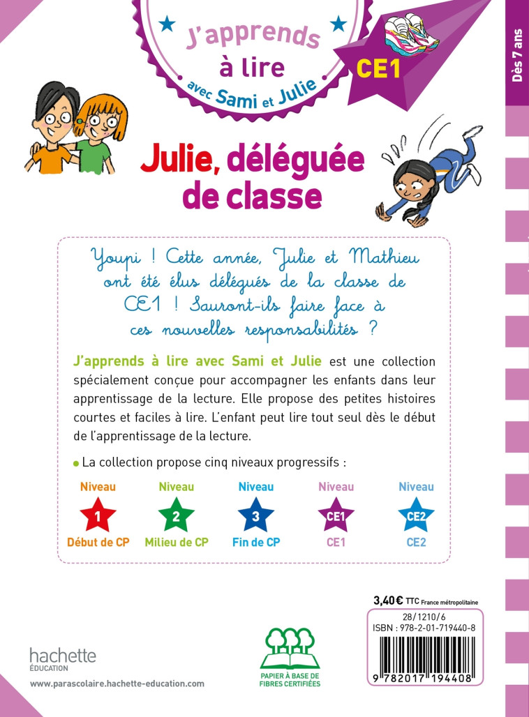 JULIE DELEGUEE DE CLASSE CE1 - BONTE/MASSONAUD - HACHETTE EDUC