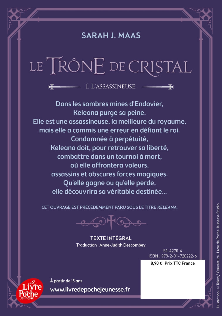 LE TRONE DE CRISTAL T01 L'ASSASSINEUSE - MAAS SARAH J. - POCHE JEUNESSE