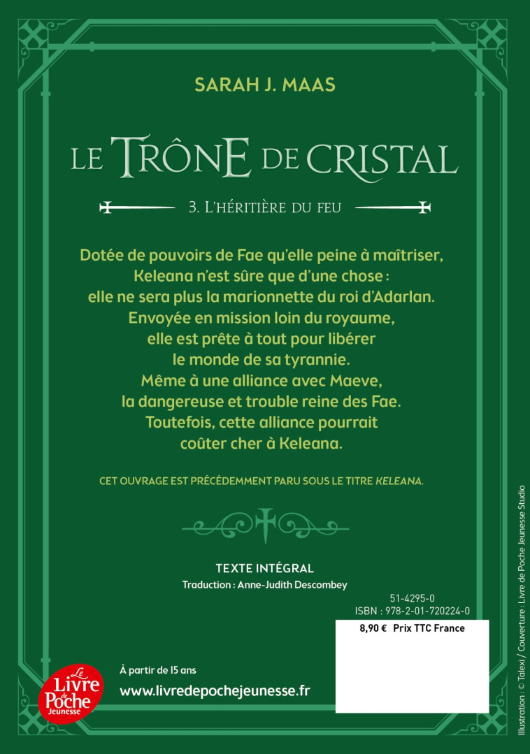 LE TRONE DE CRISTAL T03 L'HERITIERE DU FEU - MAAS SARAH J. - POCHE JEUNESSE