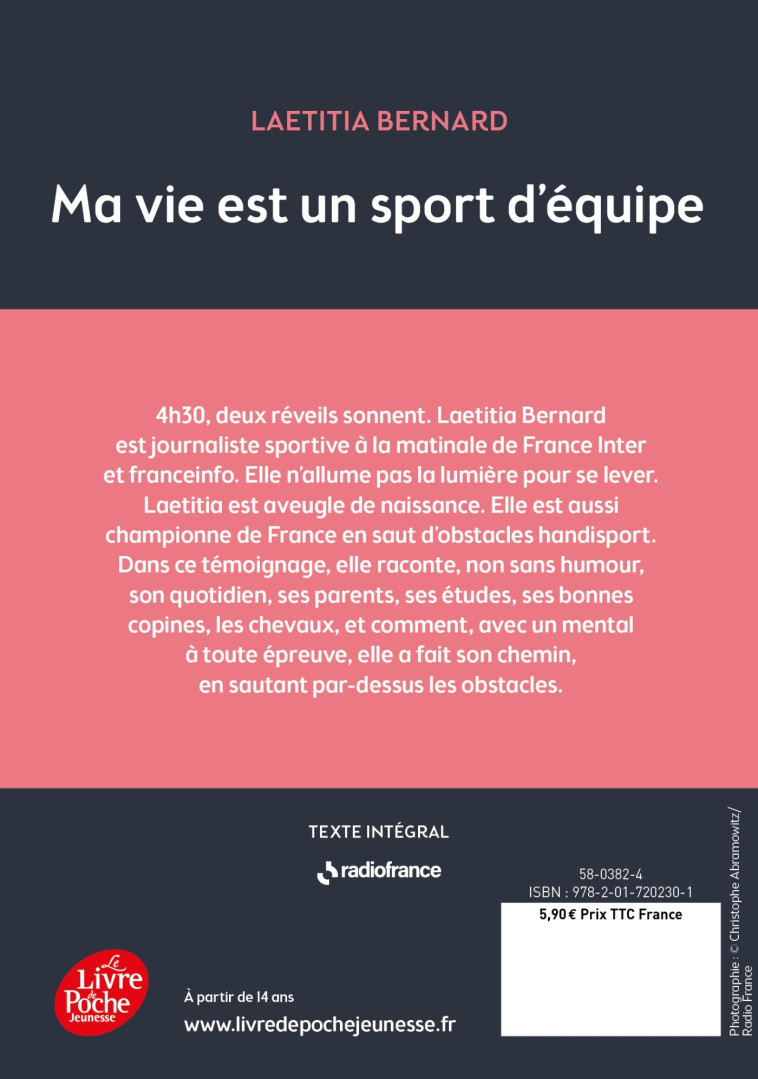 MA VIE EST UN SPORT D'EQUIPE - BERNARD LAETITIA - POCHE JEUNESSE