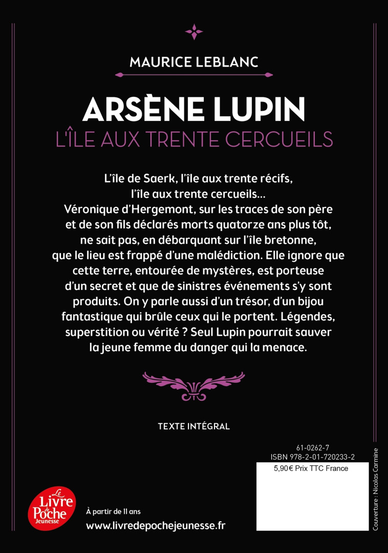 ARSENE LUPIN - L'ILE AUX TRENTE CERCUEILS - LEBLANC MAURICE - POCHE JEUNESSE