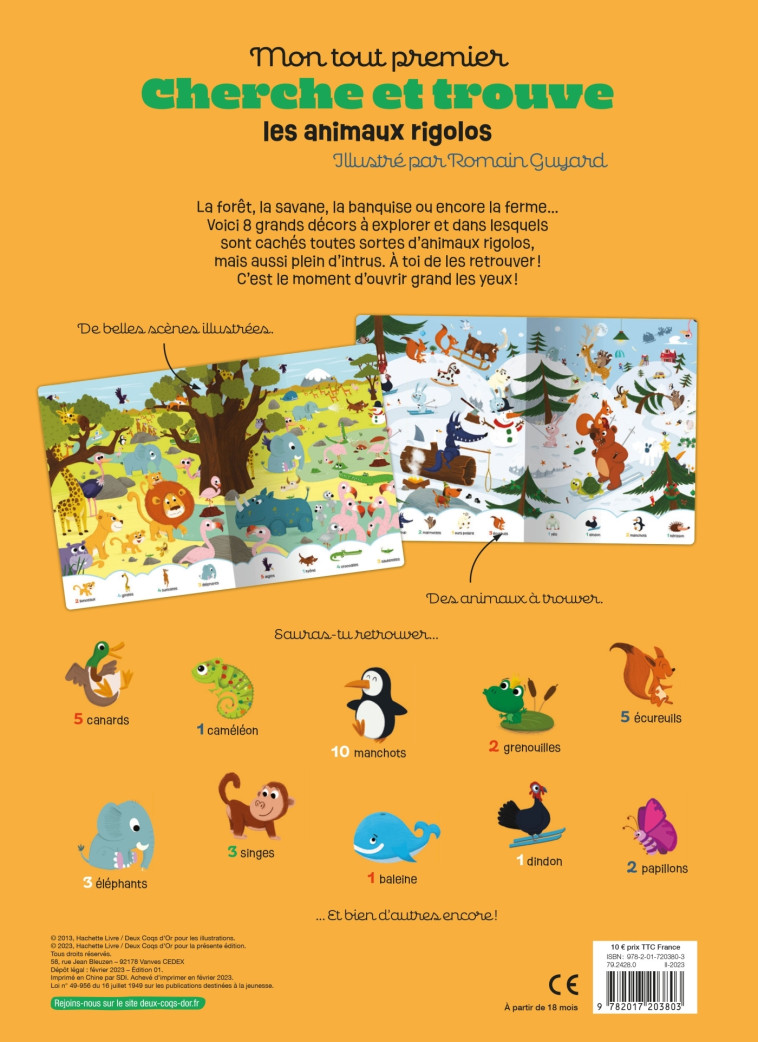 MON TOUT PREMIER CHERCHE ET TROUVE - LES ANIMAUX RIGOLOS - GUYARD ROMAIN - DEUX COQS D OR