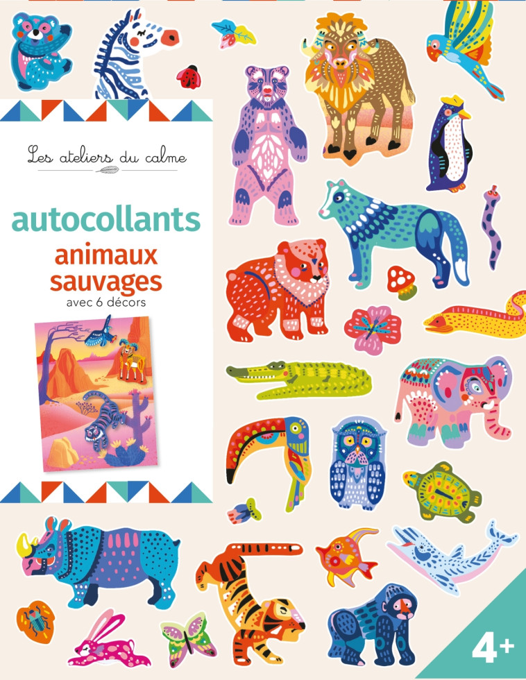 AUTOCOLLANTS ANIMAUX SAUVAGES - AVEC 6 DECORS - SILEO CINZIA - DEUX COQS D OR