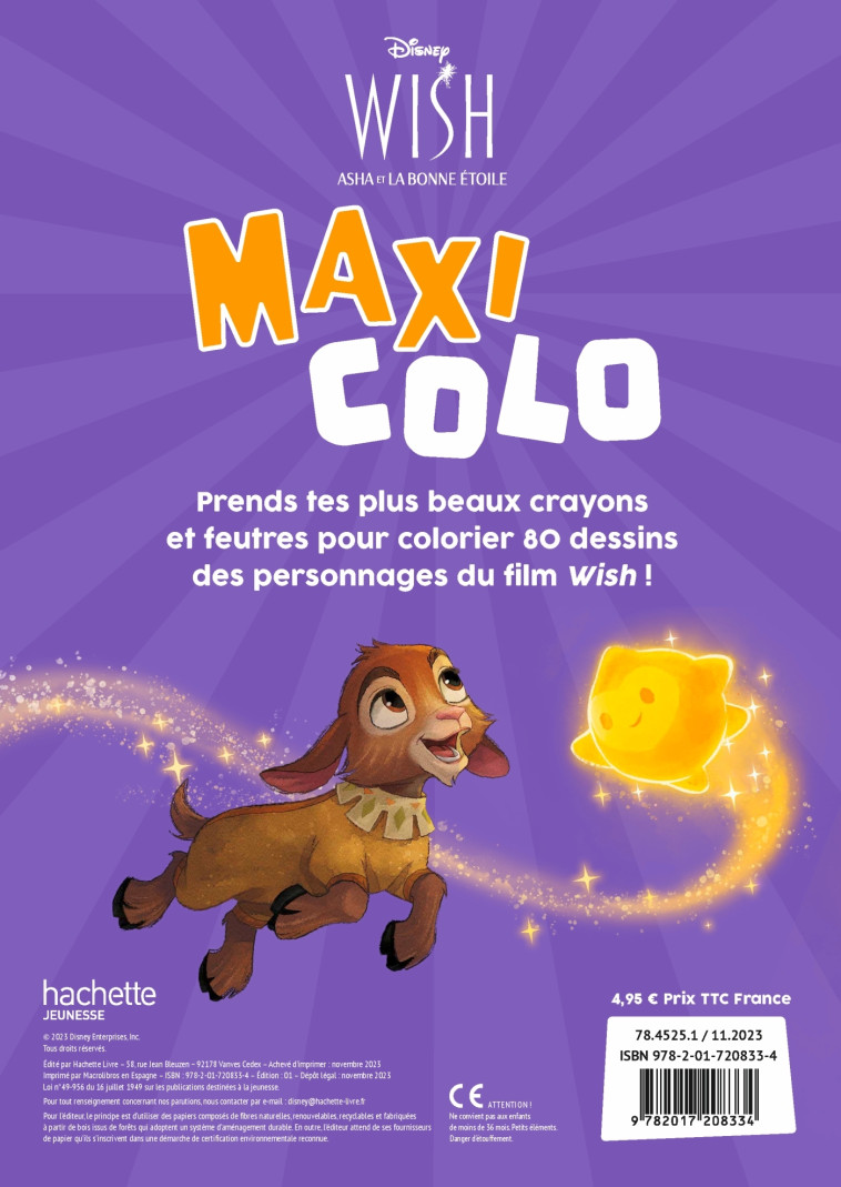 WISH - ASHA ET LA BONNE ETOILE - MAXI COLO - XXX - DISNEY HACHETTE