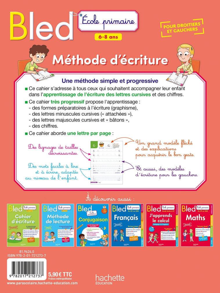 BLED METHODE D'ECRITURE 6-8 ANS - COLLECTF - HACHETTE EDUC