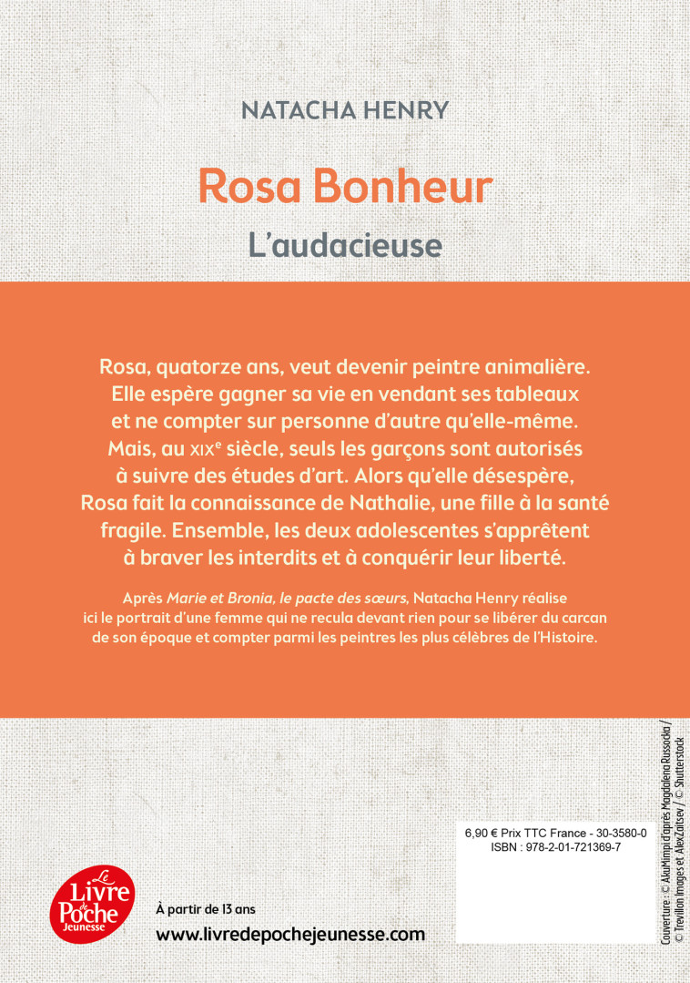 ROSA BONHEUR - L'AUDACIEUSE - HENRY NATACHA - POCHE JEUNESSE