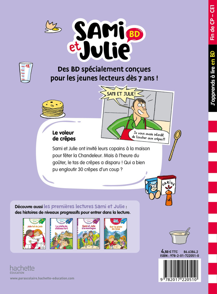 SAMI ET JULIE LE VOLEUR DE CREPES FIN DE CP CE1 - BONTE/MASSONAUD - HACHETTE EDUC