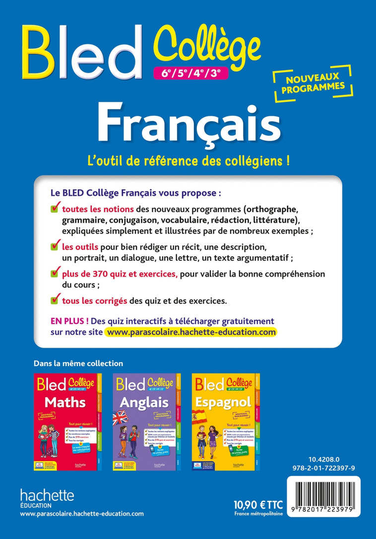 BLED FRANCAIS COLLEGE - LISLE/JUILLIEN - HACHETTE EDUC