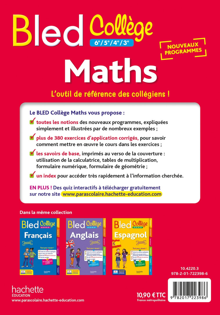 BLED MATHS COLLEGE - CUREL/FAUVERGUE - HACHETTE EDUC