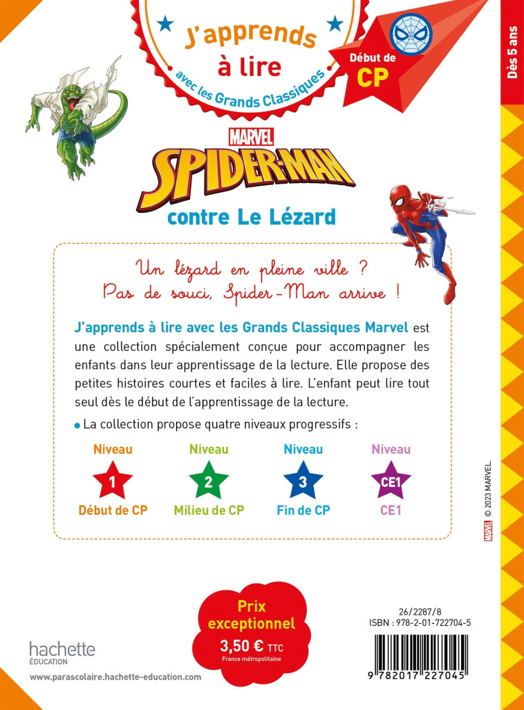 SPIDER-MAN CONTRE LE LEZARD CP NIVEAU 1 - ALBERTIN ISABELLE - HACHETTE EDUC