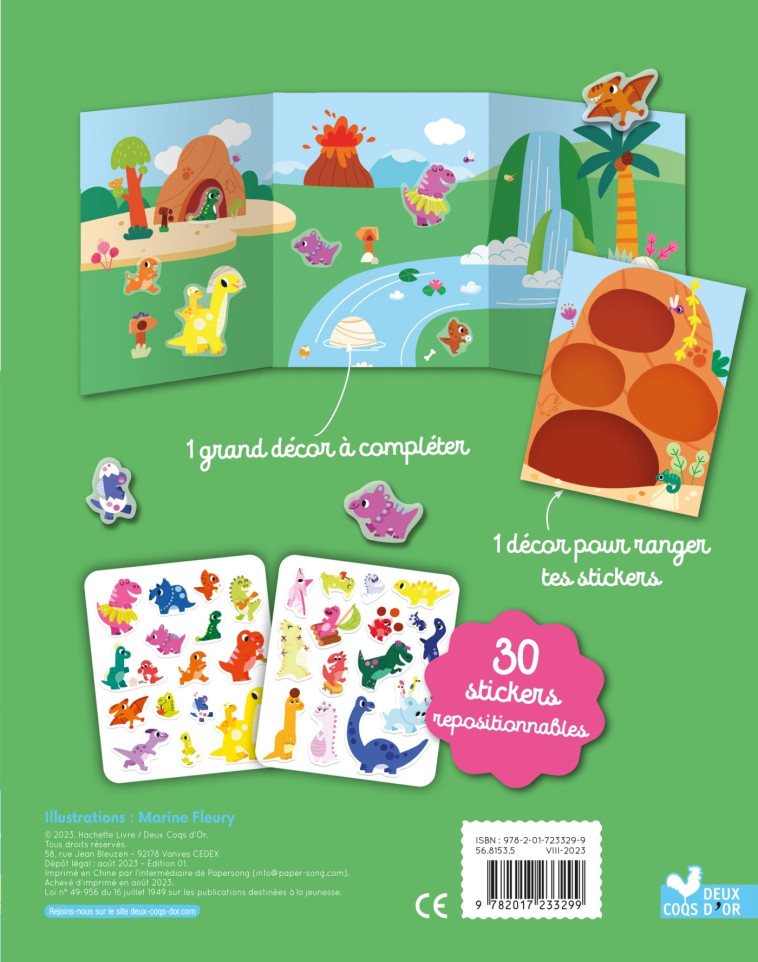 STICKERS EPAIS ET DECORS - DINOSAURES - XXX - DEUX COQS D OR