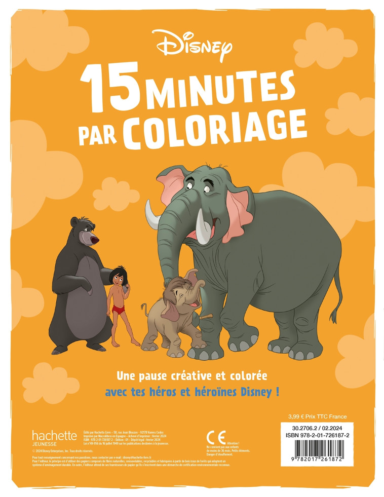 DISNEY - 15 MINUTES PAR COLORIAGE - LES GRANDS CLASSIQUES - XXX - DISNEY HACHETTE