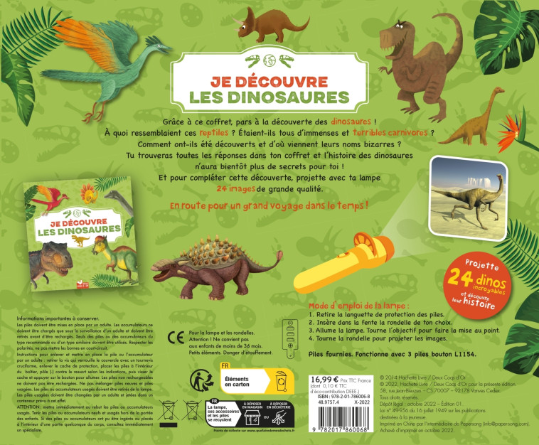 JE DECOUVRE LES DINOSAURES COFFRET AVEC LAMPE - MATHIVET ERIC - DEUX COQS D OR