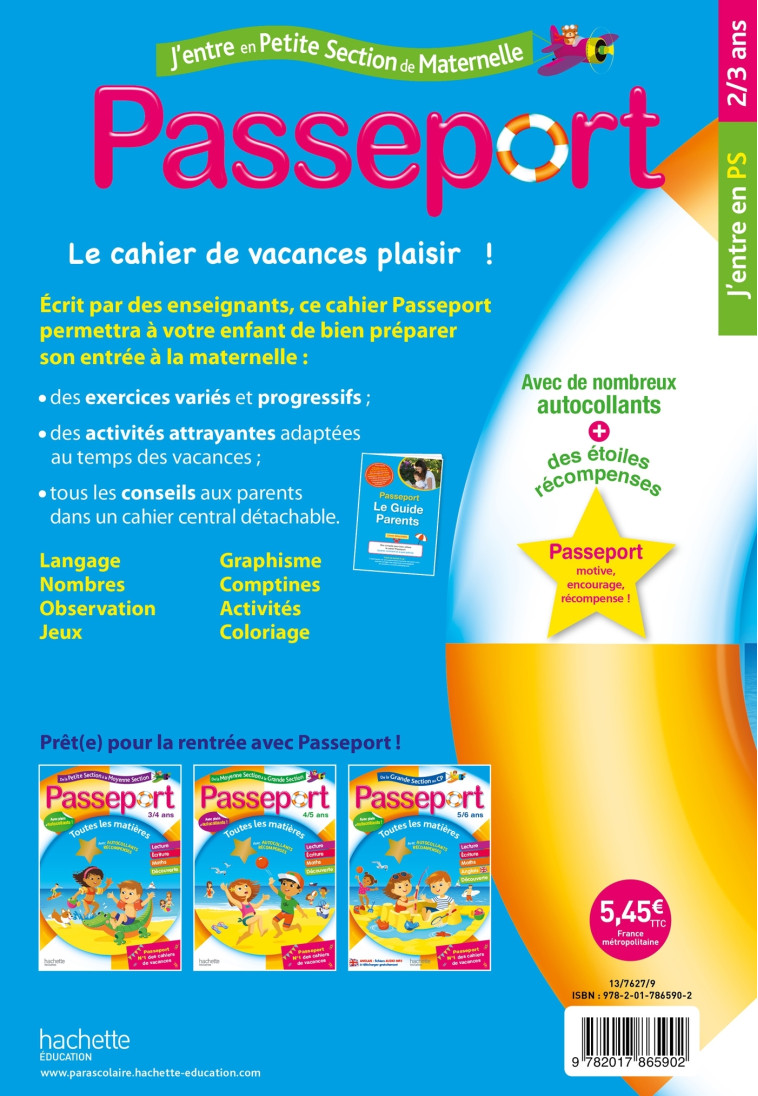 PASSEPORT J'ENTRE EN PS 2/3 ANS 2020 - POURE/EXBRAYAT - HACHETTE EDUC