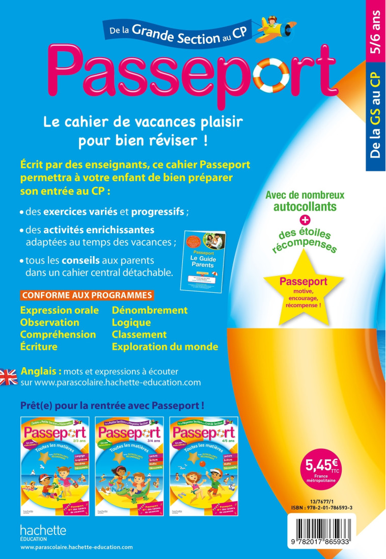 PASSEPORT DE LA GS AU CP 5/6 ANS 2020 - EXBRAYAT/BLANDINO - HACHETTE EDUC