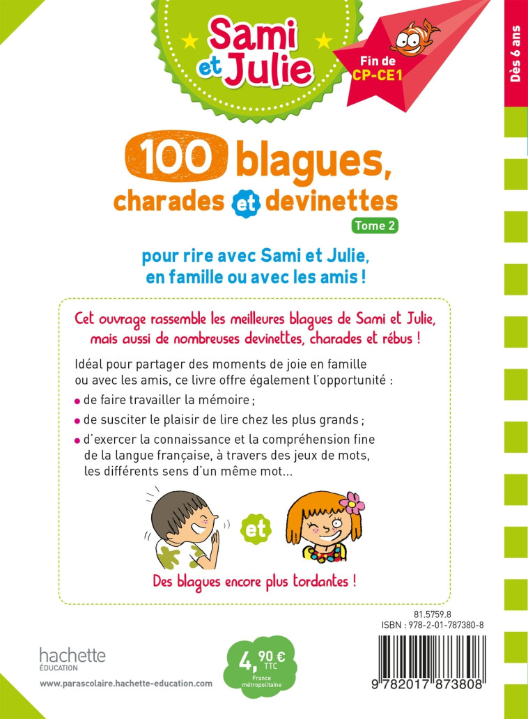 SAMI ET JULIE - 100 BLAGUES, CHARADES ET DE VINETTES TOME 2 - LEBRUN/BONTE - HACHETTE EDUC