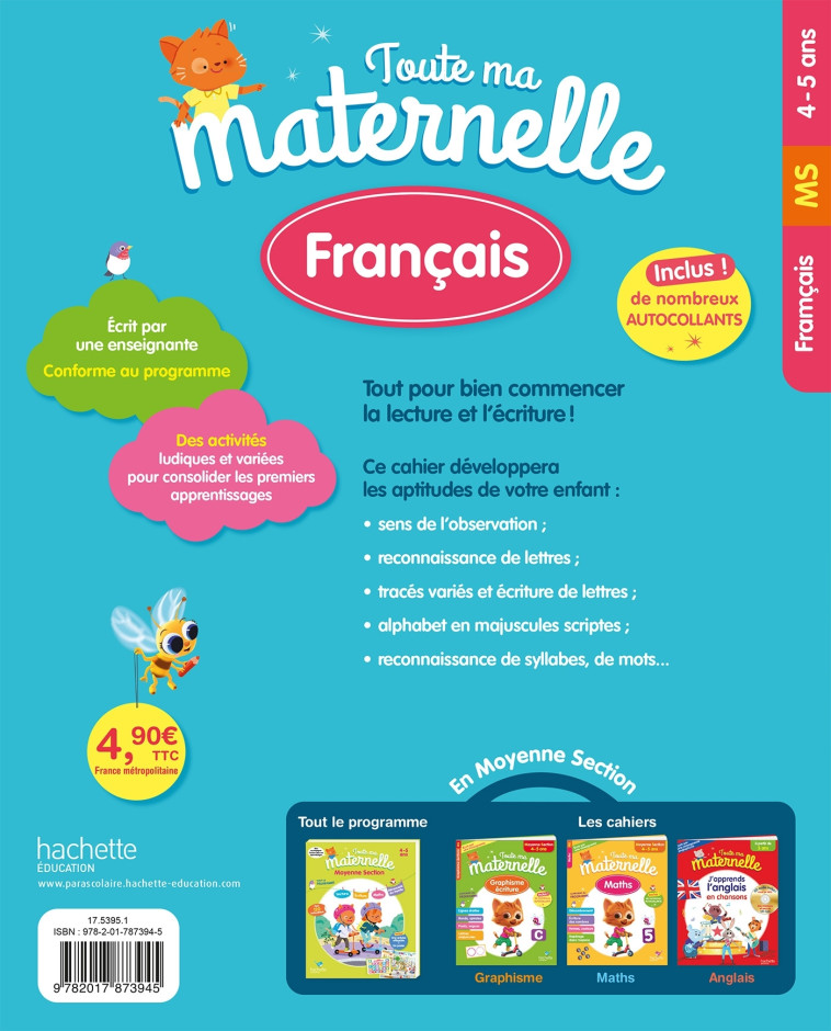 FRANCAIS MOYENNE SECTION (4-5 ANS) ED 2022 - MARCEL CAROLINE - HACHETTE EDUC