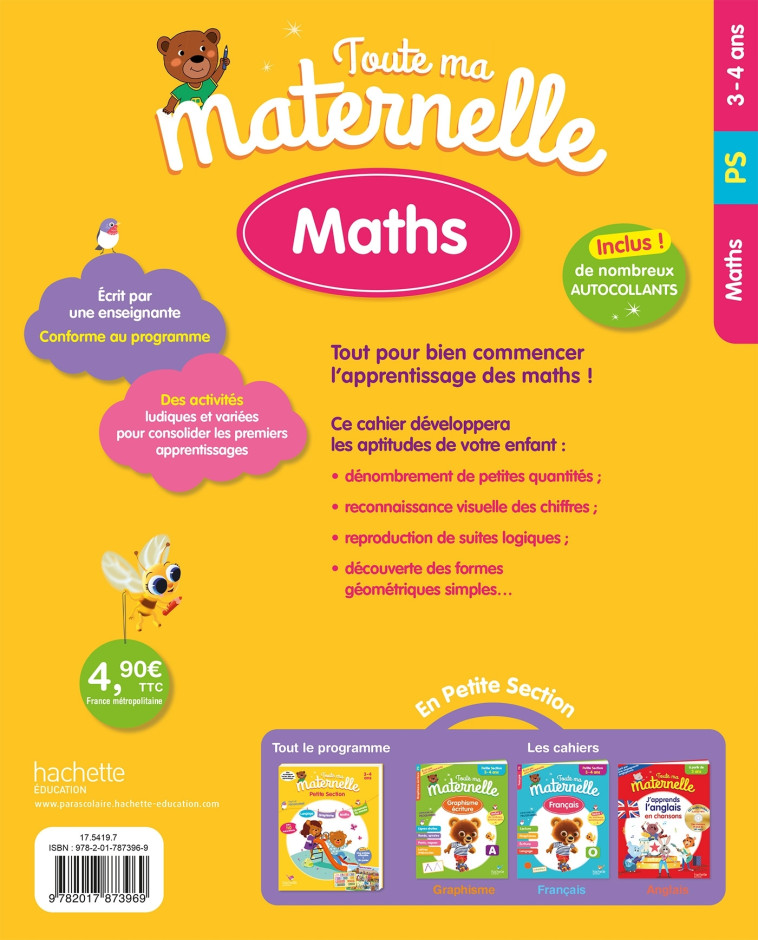 MATHS PETITE SECTION (3-4 ANS) ED 2022 - MARCEL CAROLINE - HACHETTE EDUC