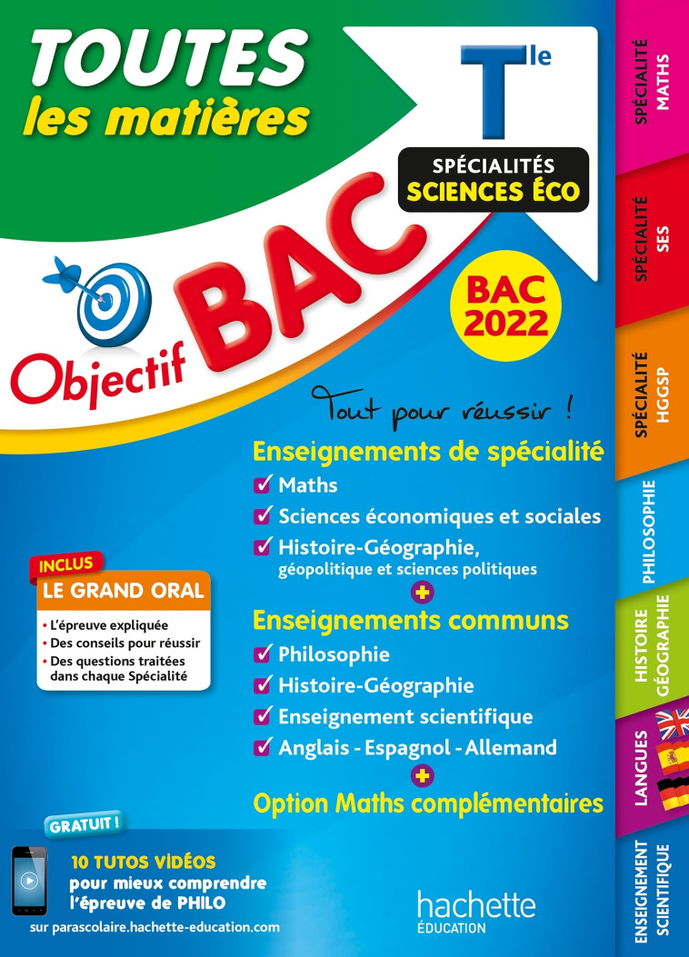 TOUTES LES MATIERES TLE SPECIALITES SCIENCE ECO BAC 2022 - BLIN/ZARDET/CHAMAND - HACHETTE EDUC