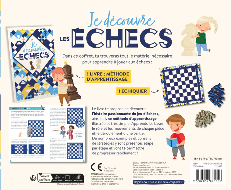 JE DECOUVRE LES ECHECS - COFFRET AVEC PLATEAU DE JEU ET METHODE D'APPRENTISSAGE - JAKOBOWICZ/MESSANA - DEUX COQS D OR