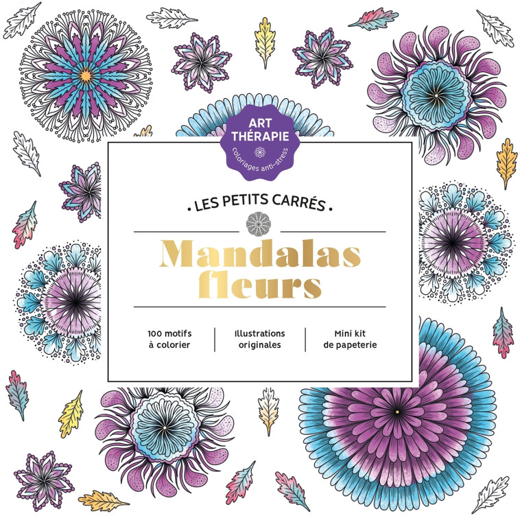 LES PETITS CARRES D'ART-THERAPIE MANDALAS F LEURS - XXX - HACHETTE HEROES