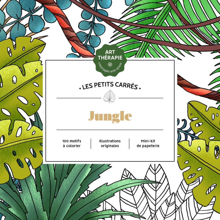 LES PETITS CARRES D'ART-THERAPIE JUNGLE - DE LEPINAY LAURE - HACHETTE HEROES