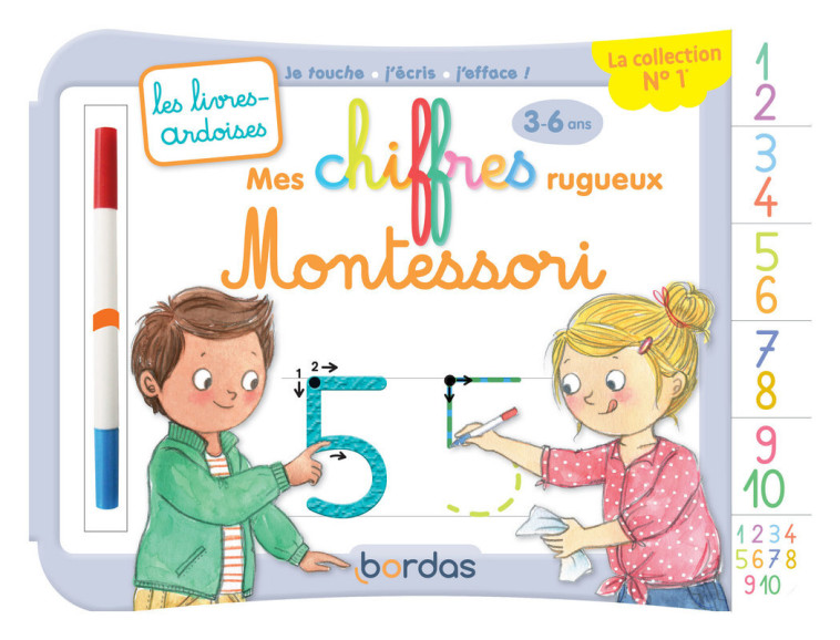 LES LIVRES-ARDOISES - MES CHIFFRES RUGUEUX MONTESSORI - HUDRISIER/LUTHRINGER - BORDAS