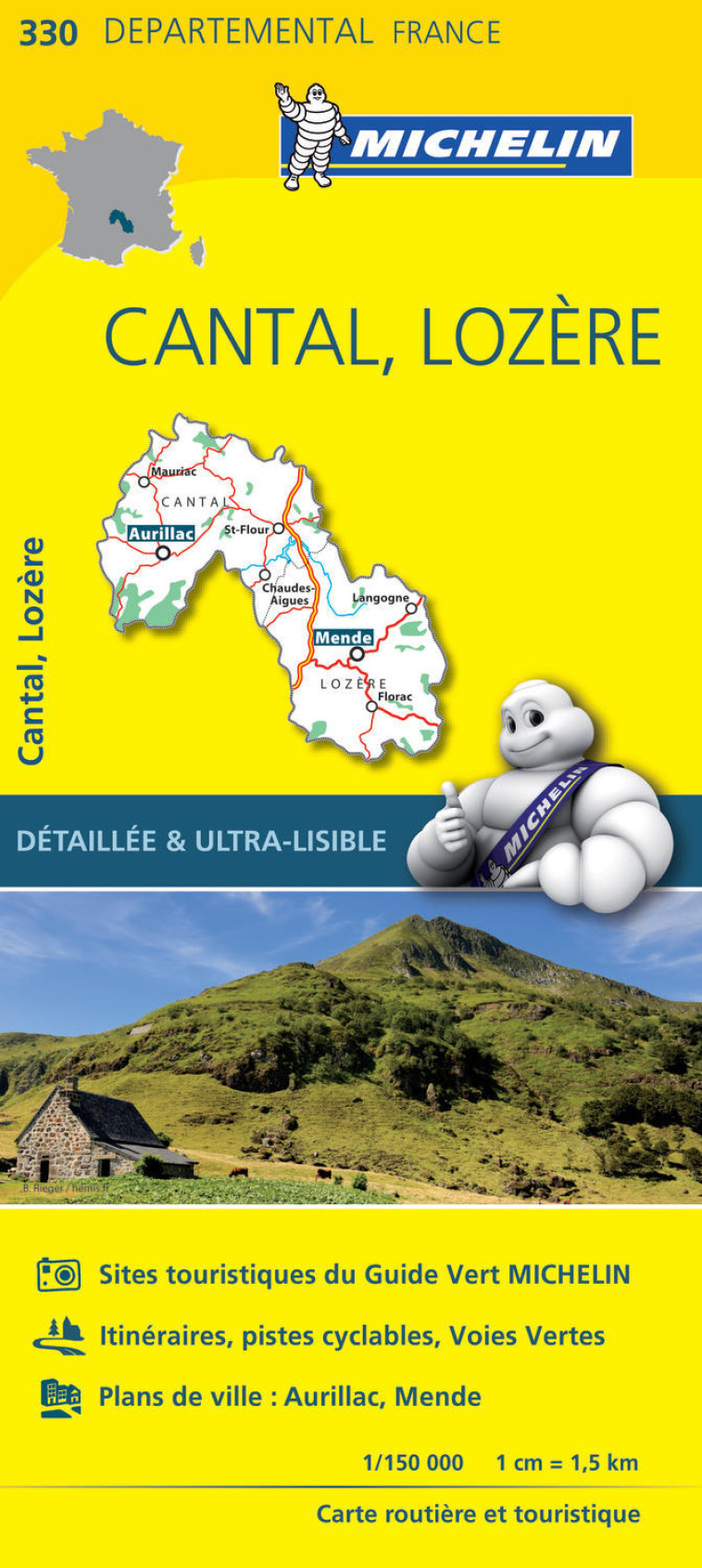 CARTE DEPARTEMENTALE 330 CANTAL, LOZERE - XXX - MICHELIN