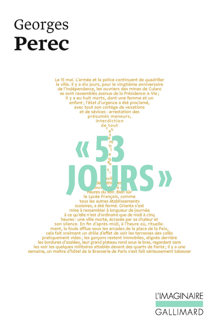 53 JOURS - GEORGES PEREC - GALLIMARD